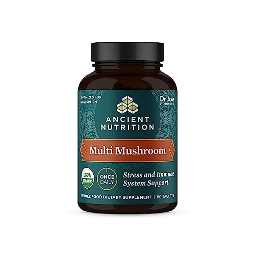 Ancient Nutrition Mushroom Supplement, Organic Multi Mushroom Immune Support Tablet, Supports Stress Response, Gluten Free, Paleo and Keto Friendly, 60 Count