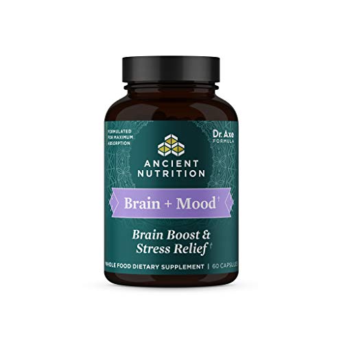 Stress Relief and Brain Supplement by Ancient Nutrition, Brain and Mood, Made with Ashwagandha, Lion's Mane to Help Reduce Stress, Gluten Free, Paleo and Keto Friendly, 60 Capsules