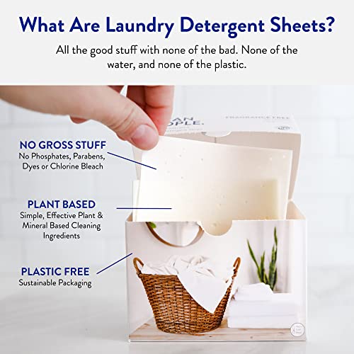 Clean People Laundry Detergent Sheets - Plant-Based, Hypoallergenic Laundry Soap - Ultra Concentrated, Plastic Free Packaging, Natural Ingredients, Stain Fighting - Fresh Scent, 96 Pack