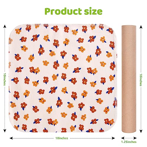 Mikccer Reusable Paper Towels Roll, 25 Packs Eco Friendly Washable Cotton Flannel Paper Towels, w/Cardboard Roll, 10 X 10 in Super Soft, Absorbent, Fits on All Holders Kitchen Unpaper Towels