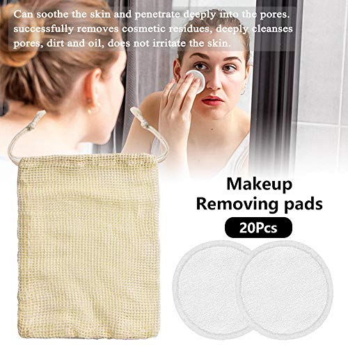 VIDELLY 20 Pieces Reusable Makeup Remover Pads Bamboo Cotton Makeup Remover Pads Eco Friendly Cotton Rounds Organic Washable Facial Cleansing Round Cotton Pad Bamboo Face Pads with Laundry Bag,Black