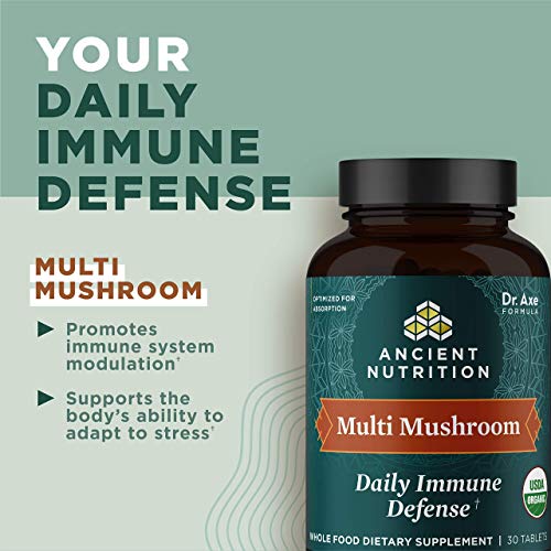 Ancient Nutrition Mushroom Supplement, Organic Multi Mushroom Immune Support Tablet, Supports Stress Response, Gluten Free, Paleo and Keto Friendly, 60 Count