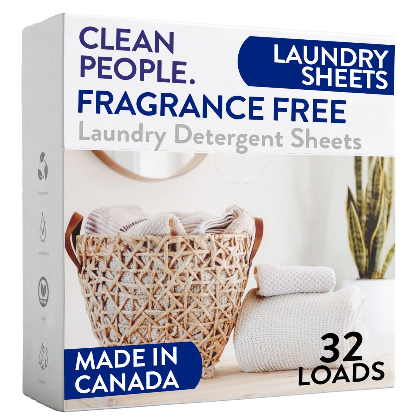 Clean People Laundry Detergent Sheets - Plant-Based, Hypoallergenic Laundry Soap - Ultra Concentrated, Plastic Free Packaging, Natural Ingredients, Stain Fighting - Fresh Scent, 96 Pack