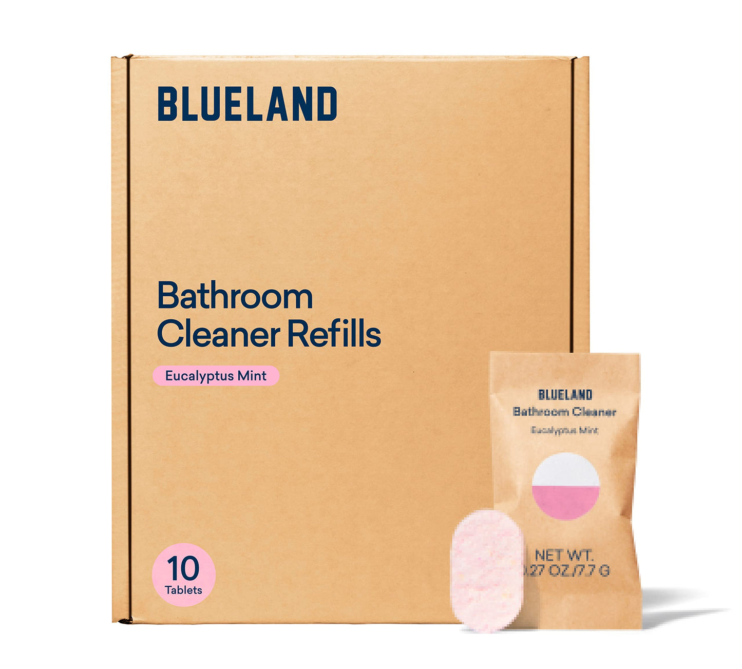 BLUELAND Bathroom Cleaner Refill Tablet 10 Pack | Eco Friendly Products & Cleaning Supplies - Eucalyptus Mint Scent | Makes 10 x 24 Fl oz bottles (240 Fl oz total)