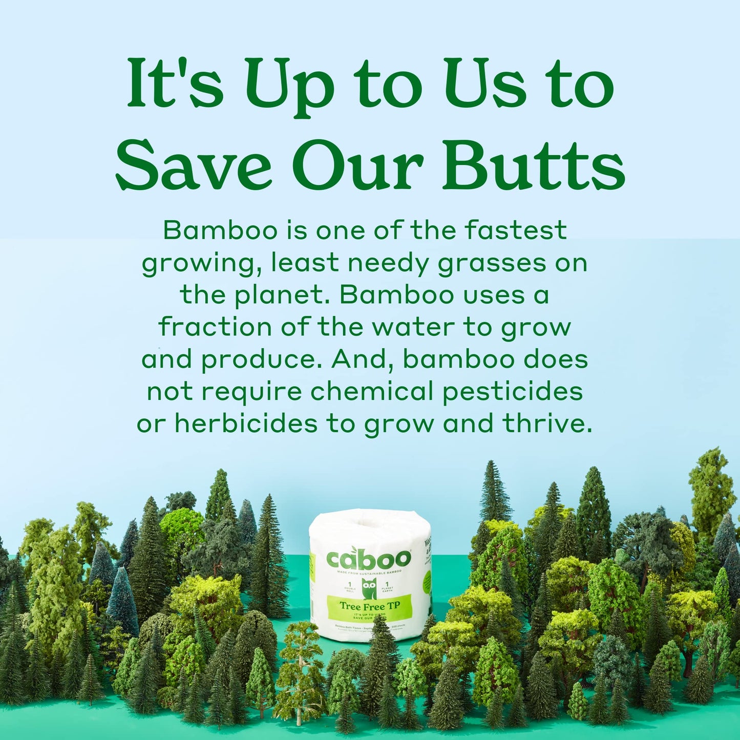 Caboo Tree Free Bamboo Toilet Paper, Septic Safe Chemical Free Toilet Paper, Biodegradable, Eco Friendly Bath Tissue with Soft, Quick Dissolving 2 Ply Sheets (300 Sheets Per Roll, 24 Double Rolls)