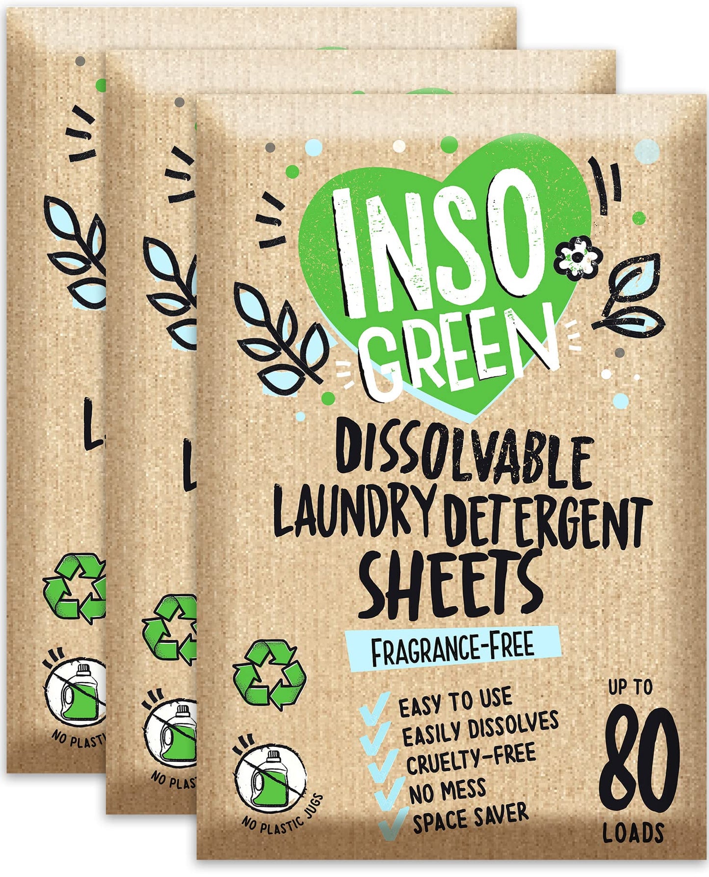 Eco Laundry Detergent Sheets - 80 Loads Laundry Sheets Detergent - 40 No Plastic Jug Washer Sheets - No Mess & Space-Saving Travel Laundry Detergent