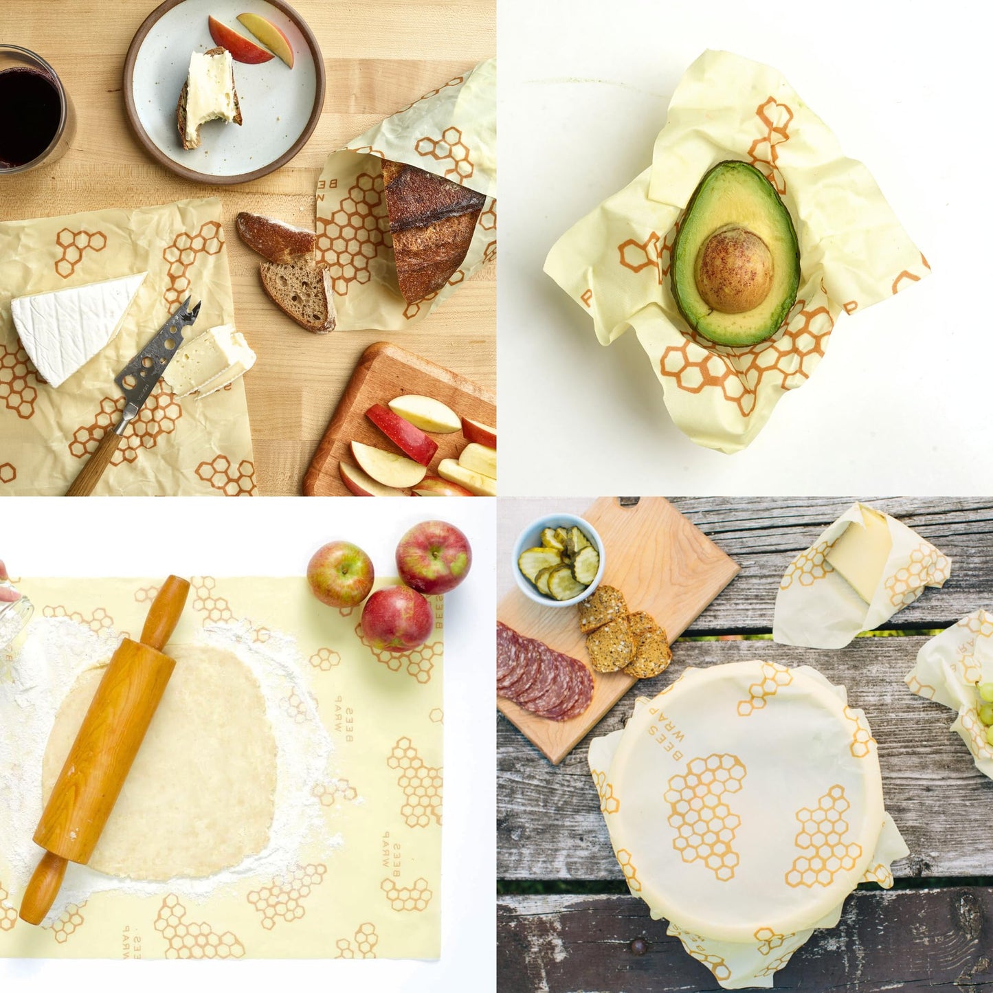 Bee's Wrap Reusable Beeswax Food Wraps Made in the USA, Eco Friendly Beeswax Food Wrap, Sustainable Food Storage Containers, Organic Cotton Food Wrap, XXL Cut To Size Wax Paper Roll, Honeycomb Pattern